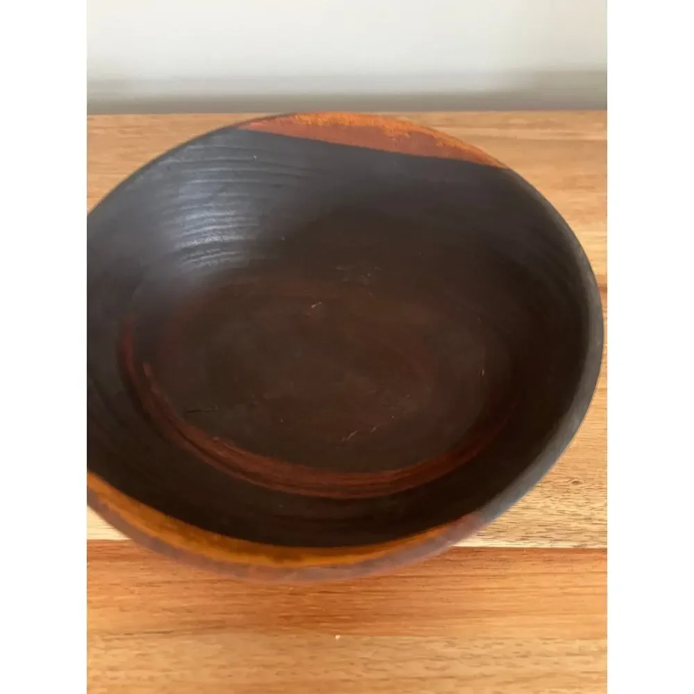 Vintage Signed John May Hand Turned Teak Bowl Jackson NH JL